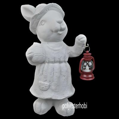 OB 2028 - Fenerli Kız Tavşan Ham Polyester Obje