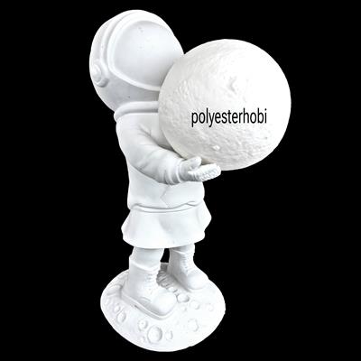 OB 2036 - Astronot Kız Işıklı Ham Polyester Obje