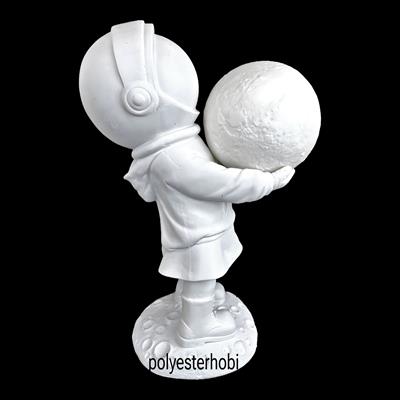 OB 2036 - Astronot Kız Işıklı Ham Polyester Obje