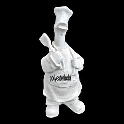 OB 2066 - Aşçı Ördek Spatula Detaylı Ham Polyester Obje