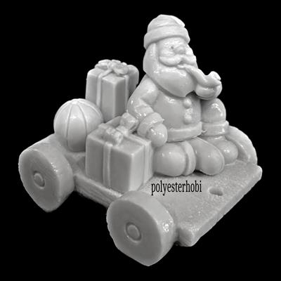 OB 2081 - Kızaklı Geyik Noel Baba 5 Li Set Ham Polyester Biblo Obje
