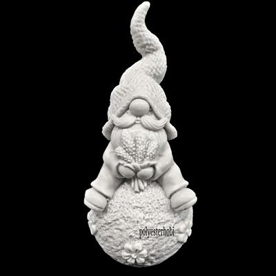 OB 2082 - Cüce Top Üzerinde Oturan Ham Polyester Obje