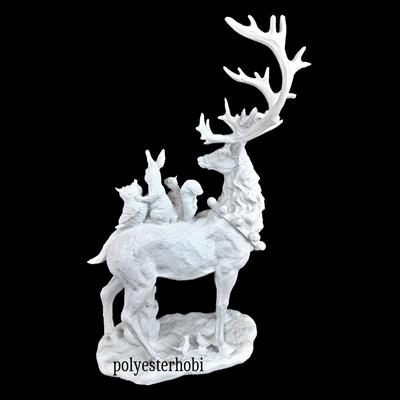 OB 2090 - Yılbaşı Geyik ve Hayvanlar Ham Polyester Biblo Heykeller