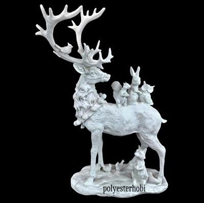 OB 2090 - Yılbaşı Geyik ve Hayvanlar Ham Polyester Biblo Heykeller