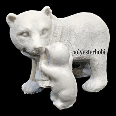OB 2096 - Kutup Ayısı Ve Penguen Biblo Ham Polyester Obje