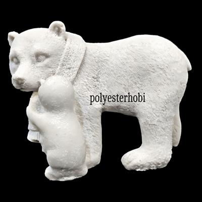 OB 2096 - Kutup Ayısı Ve Penguen Biblo Ham Polyester Obje