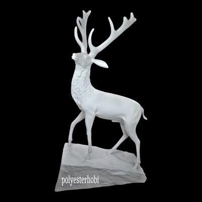 OB 2099 - Dev Geyik Heykel Fiber Bahçe Dekor