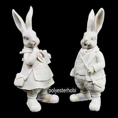 OB 2108 - 2 Li Paskalya Tavşan Ham Polyester Obje