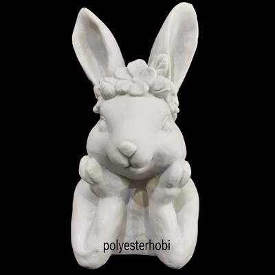 OB 2109 Tavşan Taçlı Dev Boy Ham Polyester Obje