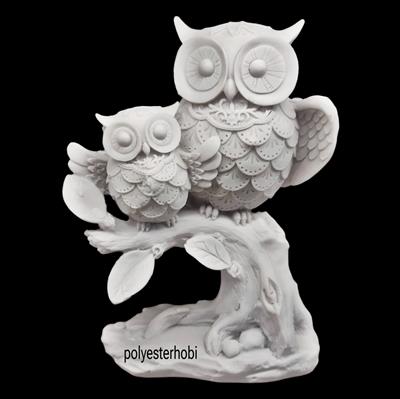 OB 2115 - Baykuş 2li Etnik Biblo Ham Polyester Obje