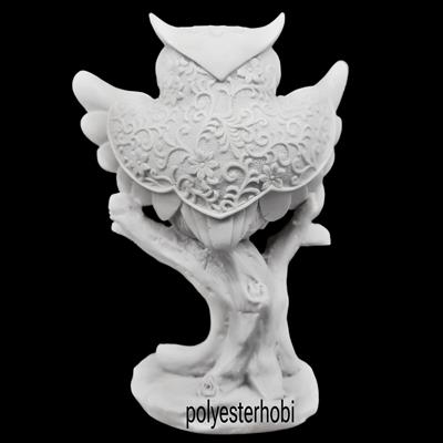 OB 2115 - Baykuş 2li Etnik Biblo Ham Polyester Obje