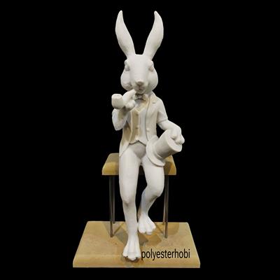 OB 2117 - Tavşan Tabure Detaylı Ham Polyester Biblo