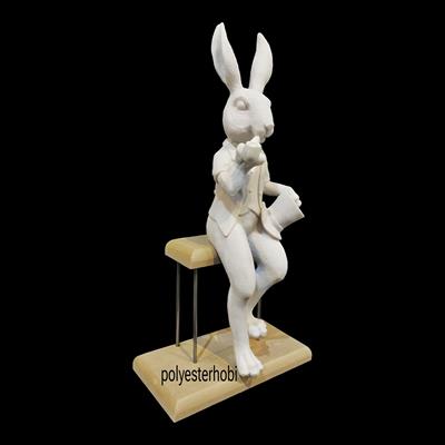 OB 2117 - Tavşan Tabure Detaylı Ham Polyester Biblo