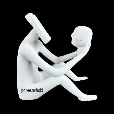 OB 2131 - Kitap Kafalı Soyut Adam Biblo Ham Polyester Obje