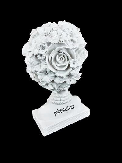OB 2132 - Çiçek Başlı Kadın Büst Ham Polyester Obje