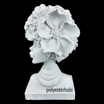 OB 2132 - Çiçek Başlı Kadın Büst Ham Polyester Obje