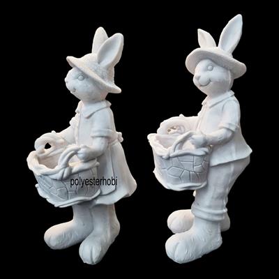 OB 2137 - Tavşan Sepetli Büyük Boy Erkek Ham Polyester Obje
