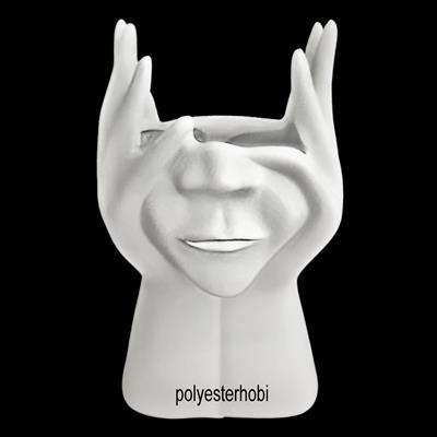 OB 2149 - Surat Soyut Saksı Ham Polyester Dekoratif Obje