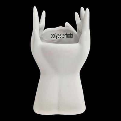 OB 2149 - Surat Soyut Saksı Ham Polyester Dekoratif Obje