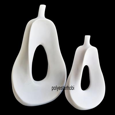 OB 2161 - Modern Soyut Armut Formlu Dekoratif Obje Ham Polyester Heykel 2 Li Set