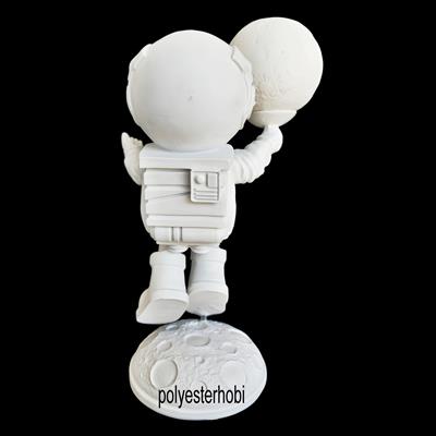 OB 2163 - Astronot Aydınlatma Ham Polyester Dekoratif Heykel