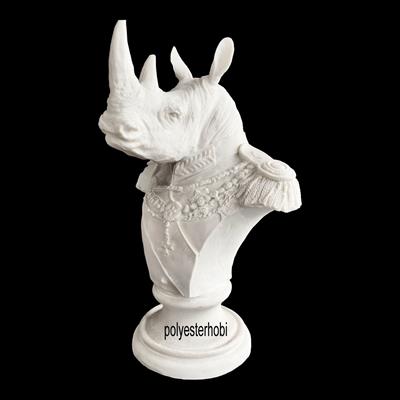 OB 2174 - Gergedan General Model Modern Heykel Ham Polyester Obje