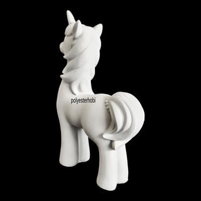 OB 2229 - Tek Boynuzlu At / Unicorn Pony Biblo Ham Polyester Dekoratif Obje