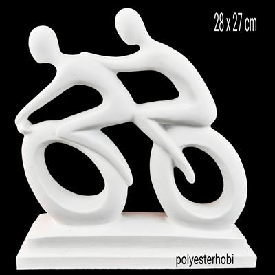 OB 2234- Bisikletli Çift Ham Polyester Dekoratif Obje