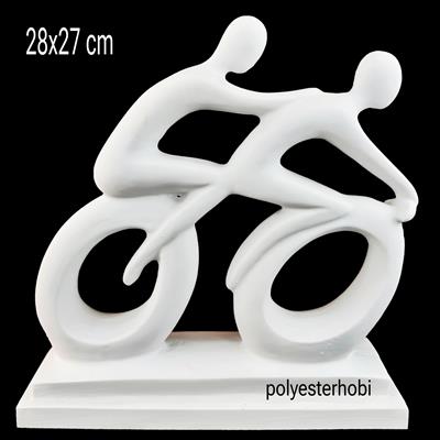 OB 2234- Bisikletli Çift Ham Polyester Dekoratif Obje