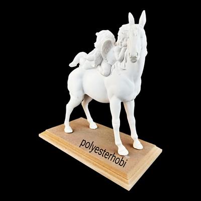 OB 2239 - Melek Taşıyan At Ham Polyester Dekoratif Obje