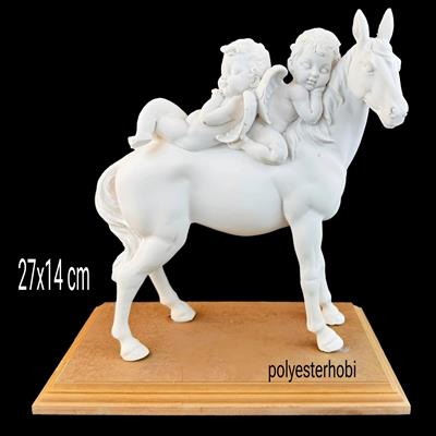 OB 2239 - Melek Taşıyan At Ham Polyester Dekoratif Obje