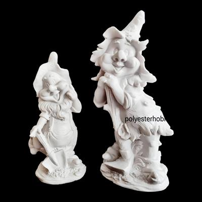 OB 2258 - Cüce Kürek Detaylı Ham Polyester Dekoratif Obje