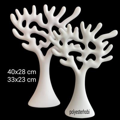 OB 2260 - Hayat Ağacı Heykel / Takı Organizer 2 Li Set Ham Polyester Dekoratif Obje