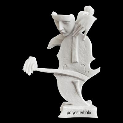 OB 2264 - Soyut Çello Çalan Ham Polyester Dekoratif Obje