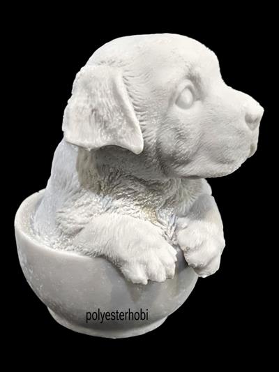 OB 2274 - Fincan İçinde Sevimli Köpek Ham Polyester Dekoratif Obje