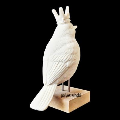 OB 2279 - Taçlı Yılbaşı Kuş Ham Polyester Dekoratif Obje