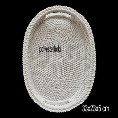 OB 2282 - Hasır Örgü Tepsi Ham Polyester Dekoratif Obje