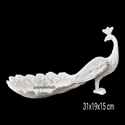 OB 2288 - Tavuskuşu Sunumluk Ham Polyester Dekoratif Obje