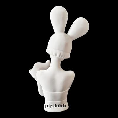 OB 2293 - Buketli Tavşan Kız Polyester Dekoratif Obje