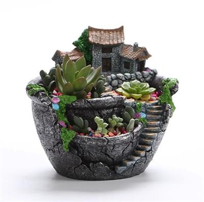OB 2302 - Kaktüs Sukulent Mikro Peysaj Saksı Polyester Dekoratif Obje