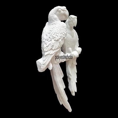 OB 2308 - Papağan Duvar Dekor 2 Li Bitişik Set Dev Boy Ham Polyester Dekoratif Obje