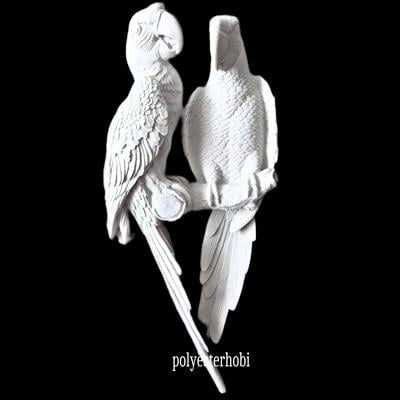 OB 2308 - Papağan Duvar Dekor 2 Li Bitişik Set Dev Boy Ham Polyester Dekoratif Obje