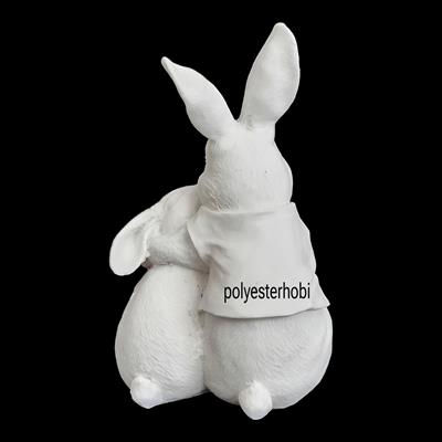 OB 2313 - Tavşan Çift Heykel Ham Polyester Obje
