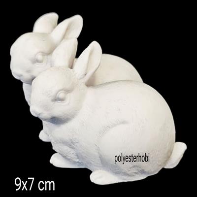 OB 2322 - Tavşan Çift Mini Heykel Ham Polyester Obje
