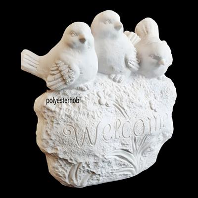 OB 2331 - Welcome 3 Lü Kuş Dev Boy Ham Polyester Dekoratif Obje