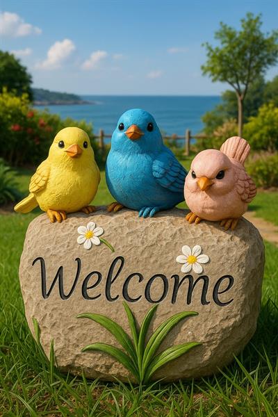 OB 2331 - Welcome 3 Lü Kuş Dev Boy Ham Polyester Dekoratif Obje