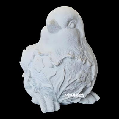 OB 2332 -Kuş Çiçek Detaylı Dev Boy Ham Polyester Dekoratif Obje