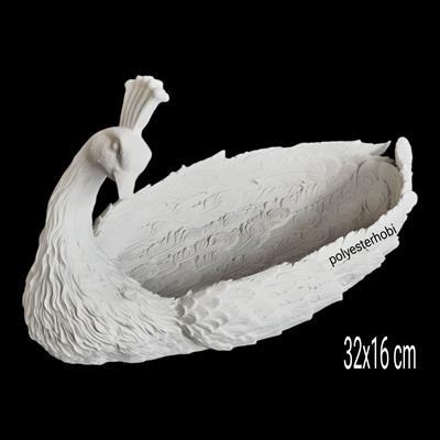 OB 2340 - Tavuskuşu Sunumluk Ham Polyester Dekoratif Obje
