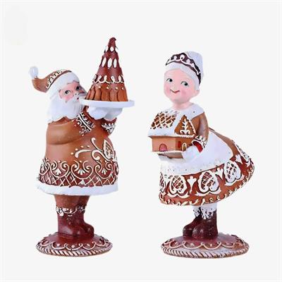 OB 2341 - Noel Baba ve Noel Anne Yılbaşı Kurabiye Biblo Ham Polyester Dekoratif Obje