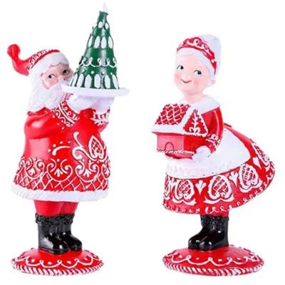 OB 2341 - Noel Baba ve Noel Anne Yılbaşı Kurabiye Biblo Ham Polyester Dekoratif Obje